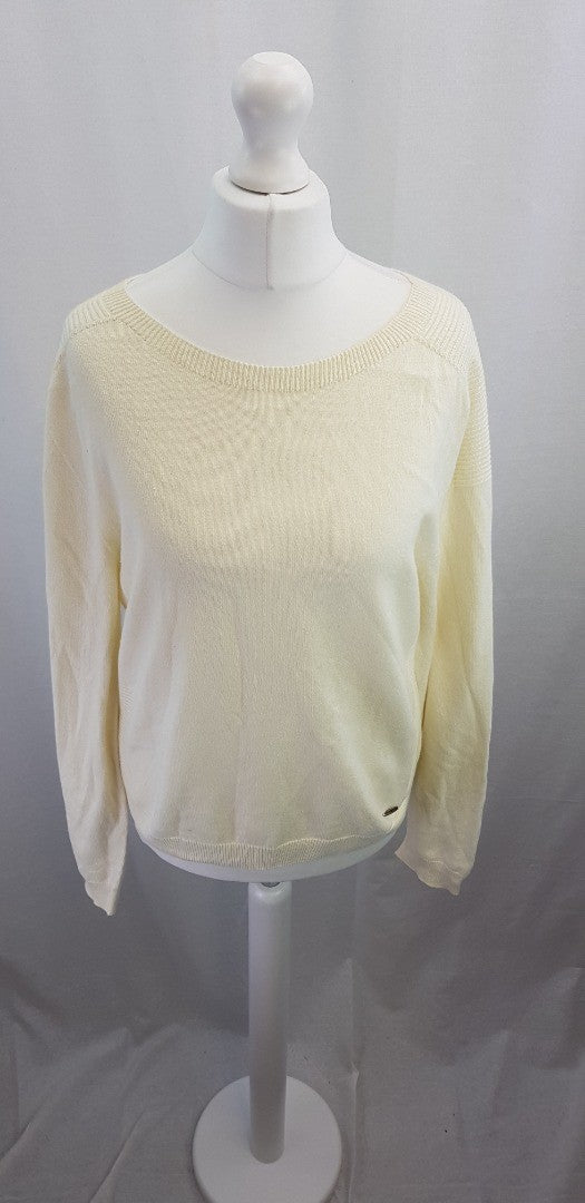 Peregrine Ivory Rib Detail 100% cotton Jumper Size M Excellent Condition