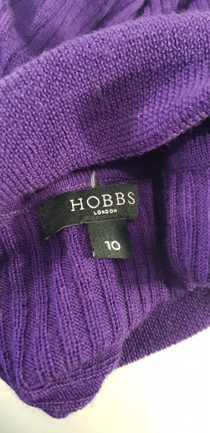 Hobbs 100% Wool Purple Turtleneck Jumper Size 10 VGC