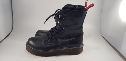 Coolway Black Combat Boots Chunky Sole Y2K Zip Up Size 6 GC