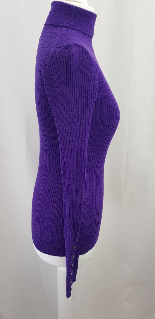 Hobbs 100% Wool Purple Turtleneck Jumper Size 10 VGC