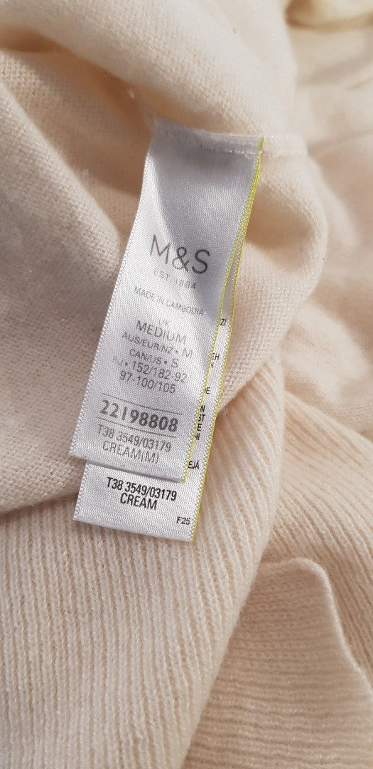 M&S Autograph Cream Long Cashmere Jumper Size M Excellent Condition