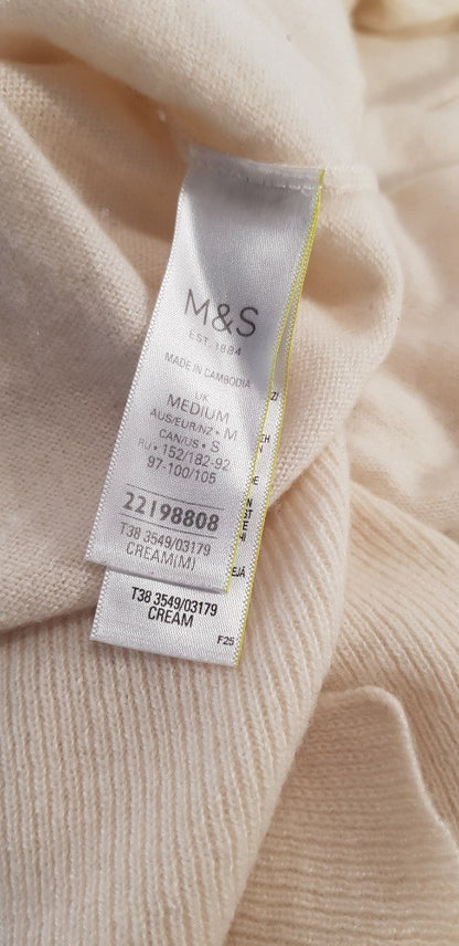 M&S Autograph Cream Long Cashmere Jumper Size M Excellent Condition