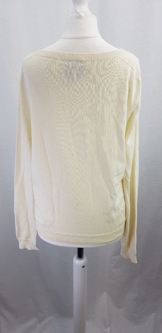 Peregrine Ivory Rib Detail 100% cotton Jumper Size M Excellent Condition