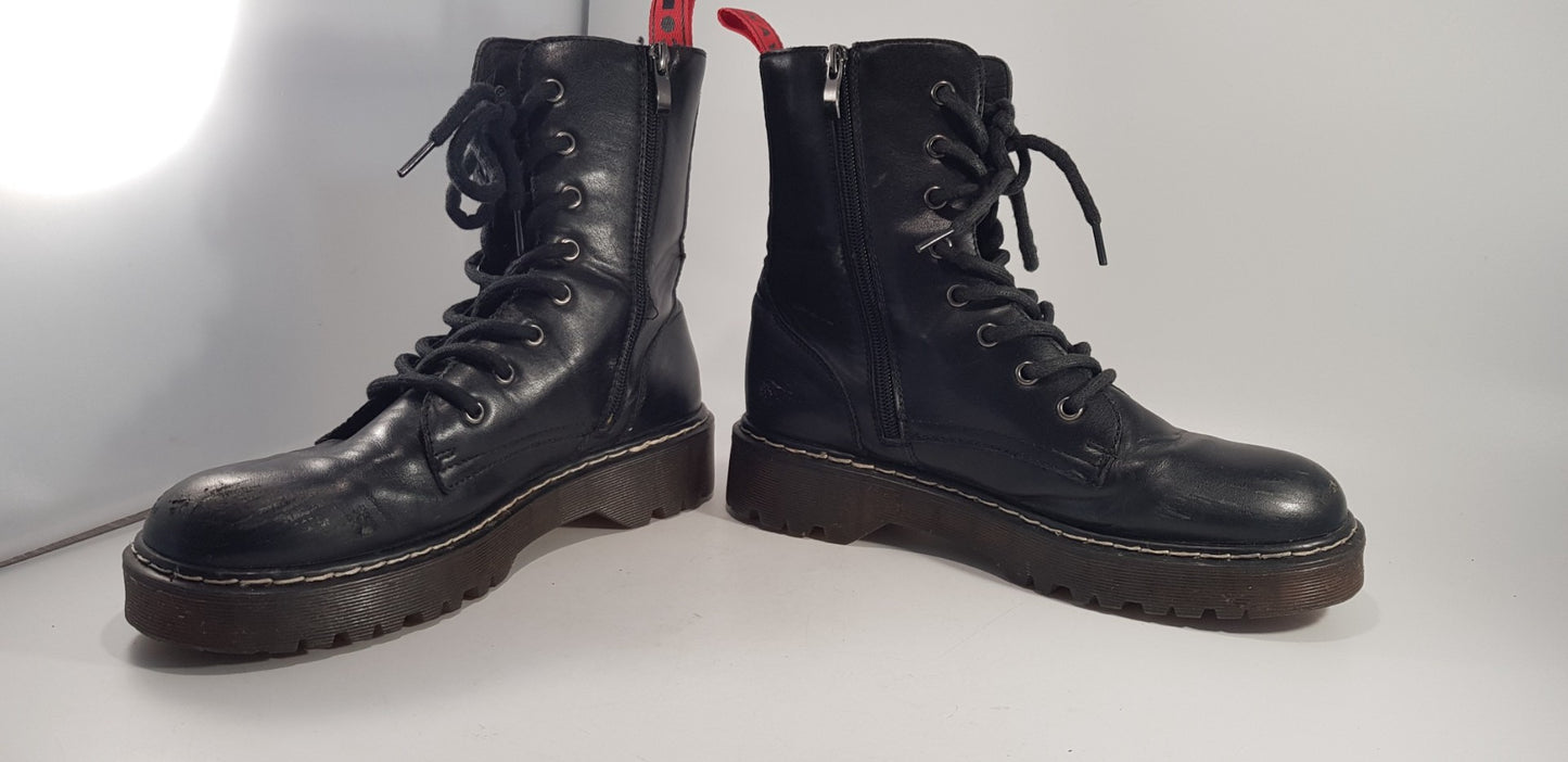 Coolway Black Combat Boots Chunky Sole Y2K Zip Up Size 6 GC