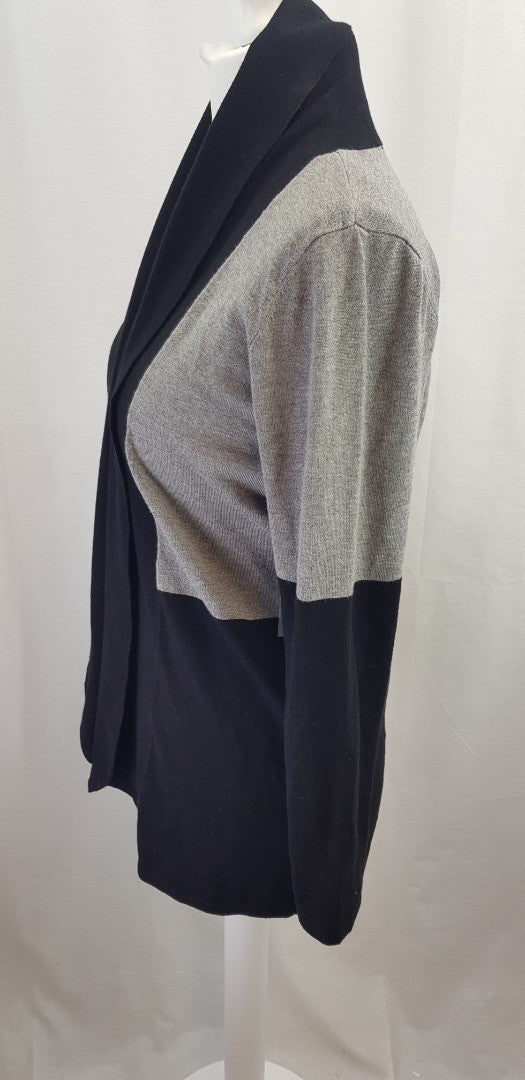 Black & Grey Medium Length Block Colour Cardigan Size M BNWT