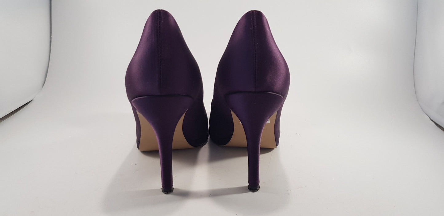 Phase Eight Purple Satin Rose  Peep Toe Stiletto  Size 6 Excellent Condition