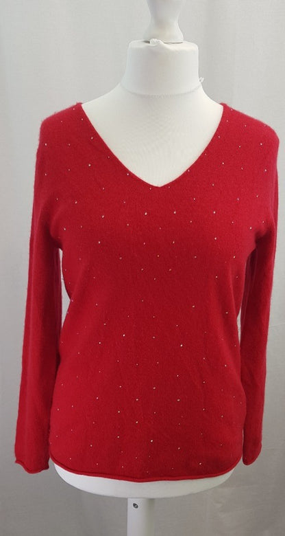 Estheme Cachemire Red Diamante Sparkle Cashmere Jumper Size XL Excellent Condition