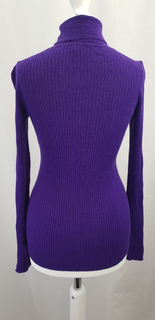 Hobbs 100% Wool Purple Turtleneck Jumper Size 10 VGC