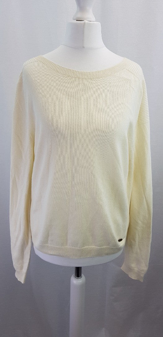 Peregrine Ivory Rib Detail 100% cotton Jumper Size M Excellent Condition