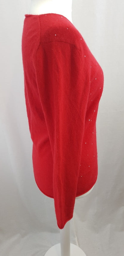 Estheme Cachemire Red Diamante Sparkle Cashmere Jumper Size XL Excellent Condition