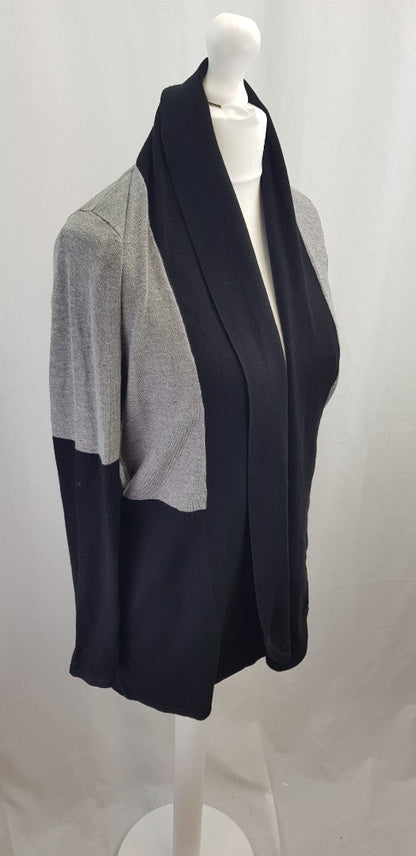 Black & Grey Medium Length Block Colour Cardigan Size M BNWT