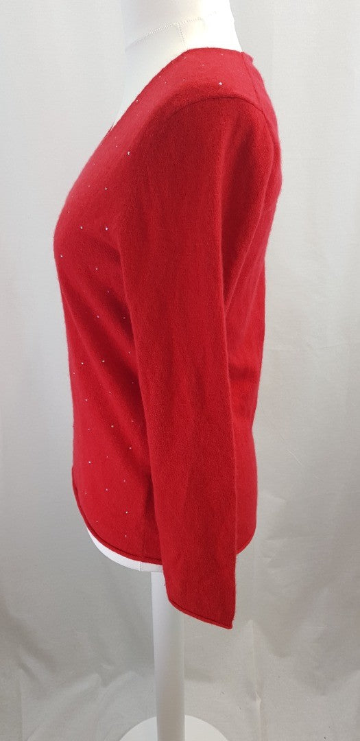 Estheme Cachemire Red Diamante Sparkle Cashmere Jumper Size XL Excellent Condition