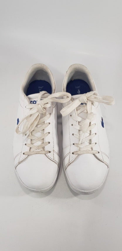 Lacoste Ortholite White Leather Blue Croc Trainers Size 3 VGC