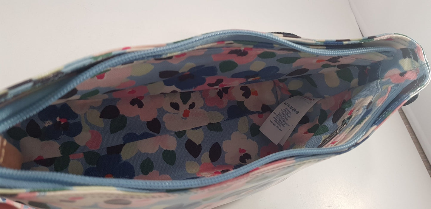 Cath Kidston Shoulder Cross Body Bag Floral Blue Pink Medium Size Excellent Condition