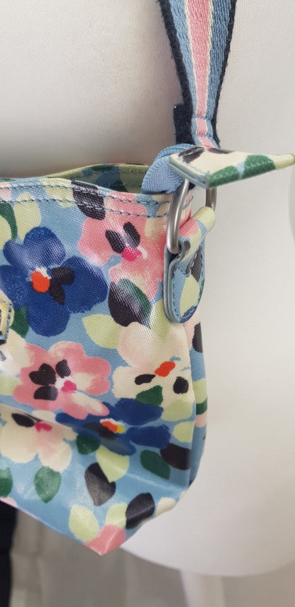 Cath Kidston Shoulder Cross Body Bag Floral Blue Pink Medium Size Excellent Condition