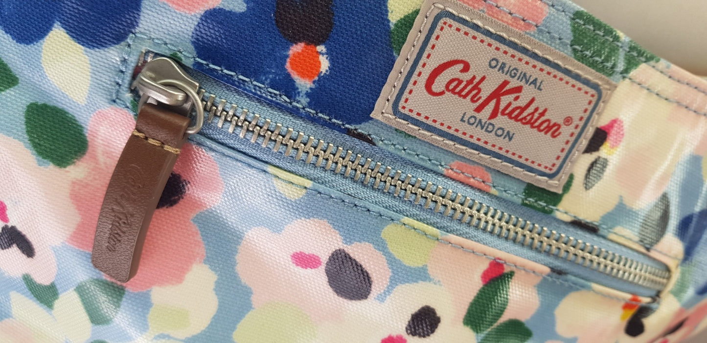 Cath Kidston Shoulder Cross Body Bag Floral Blue Pink Medium Size Excellent Condition