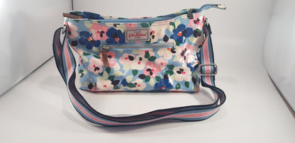 Cath Kidston Shoulder Cross Body Bag Floral Blue Pink Medium Size Excellent Condition