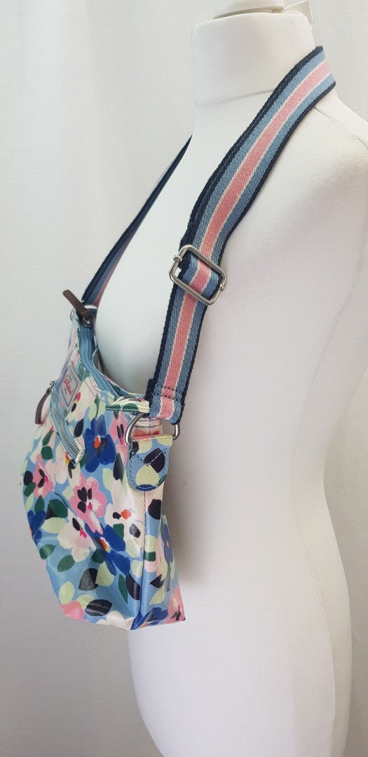 Cath Kidston Shoulder Cross Body Bag Floral Blue Pink Medium Size Excellent Condition