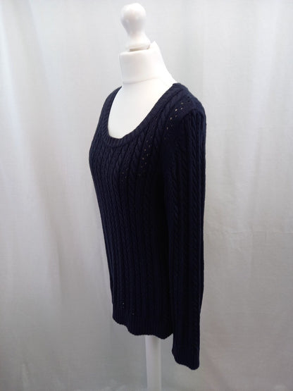 holebrook sweden navy blue jumper s cotton cable scoop neck