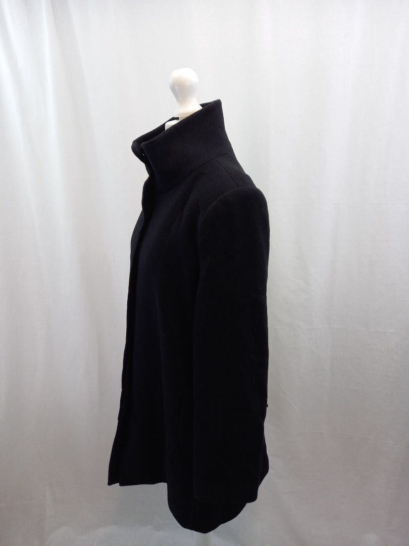 mango black wool mix coat eur m pockets front buttoning