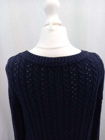 holebrook sweden navy blue jumper s cotton cable scoop neck