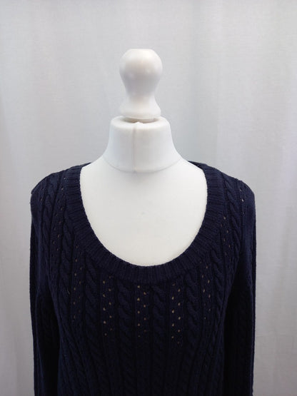 holebrook sweden navy blue jumper s cotton cable scoop neck