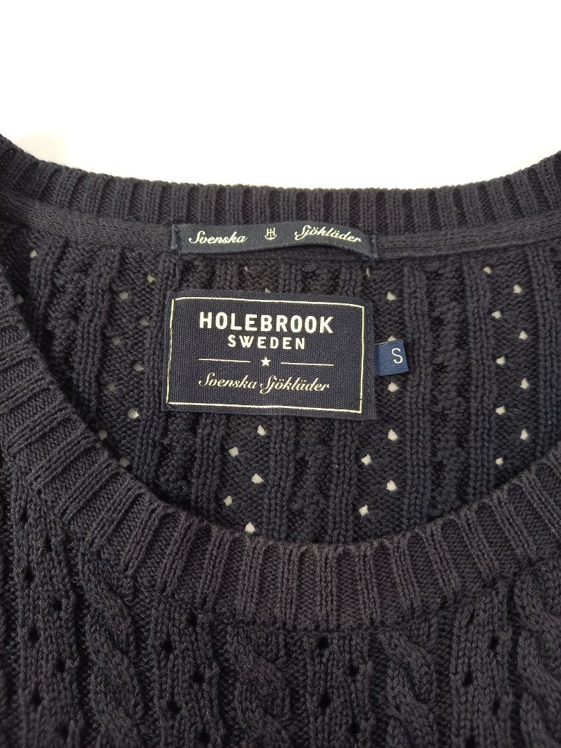 holebrook sweden navy blue jumper s cotton cable scoop neck