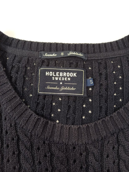 holebrook sweden navy blue jumper s cotton cable scoop neck