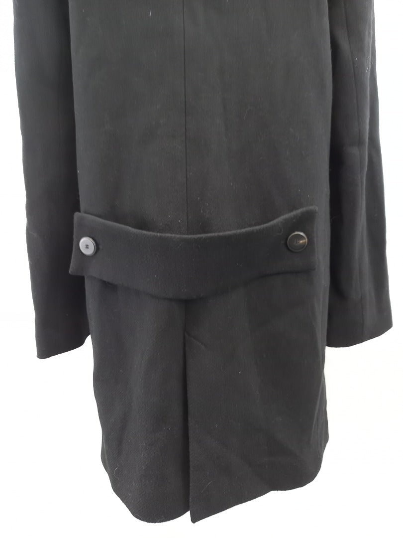 mango black wool mix coat eur m pockets front buttoning