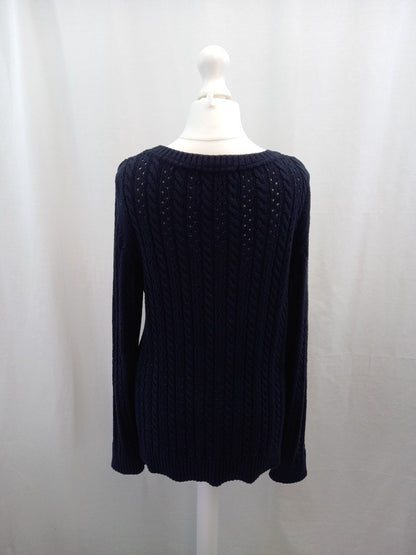 holebrook sweden navy blue jumper s cotton cable scoop neck