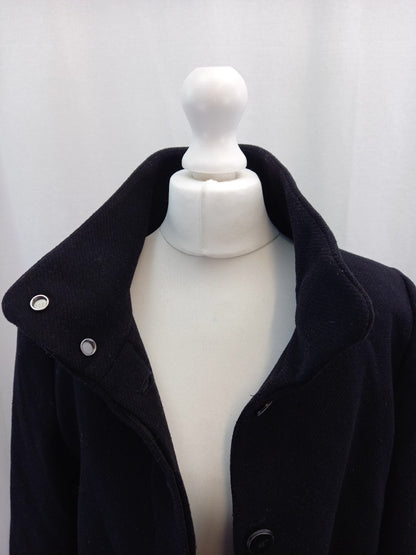 mango black wool mix coat eur m pockets front buttoning