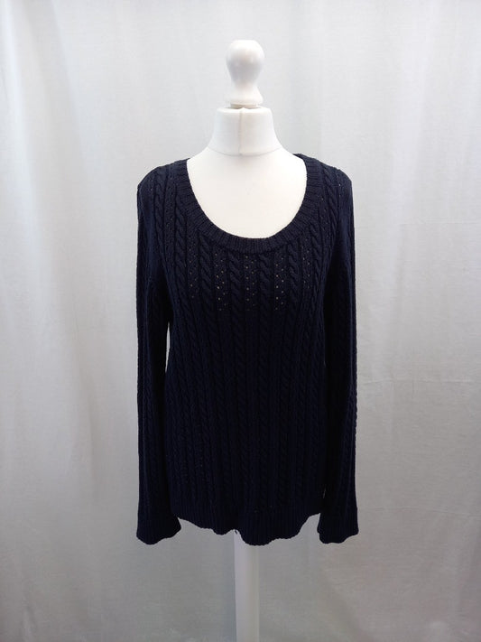 holebrook sweden navy blue jumper s cotton cable scoop neck