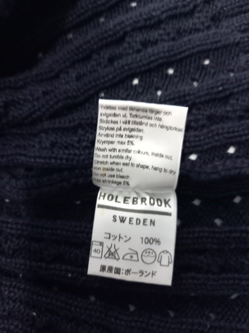 holebrook sweden navy blue jumper s cotton cable scoop neck