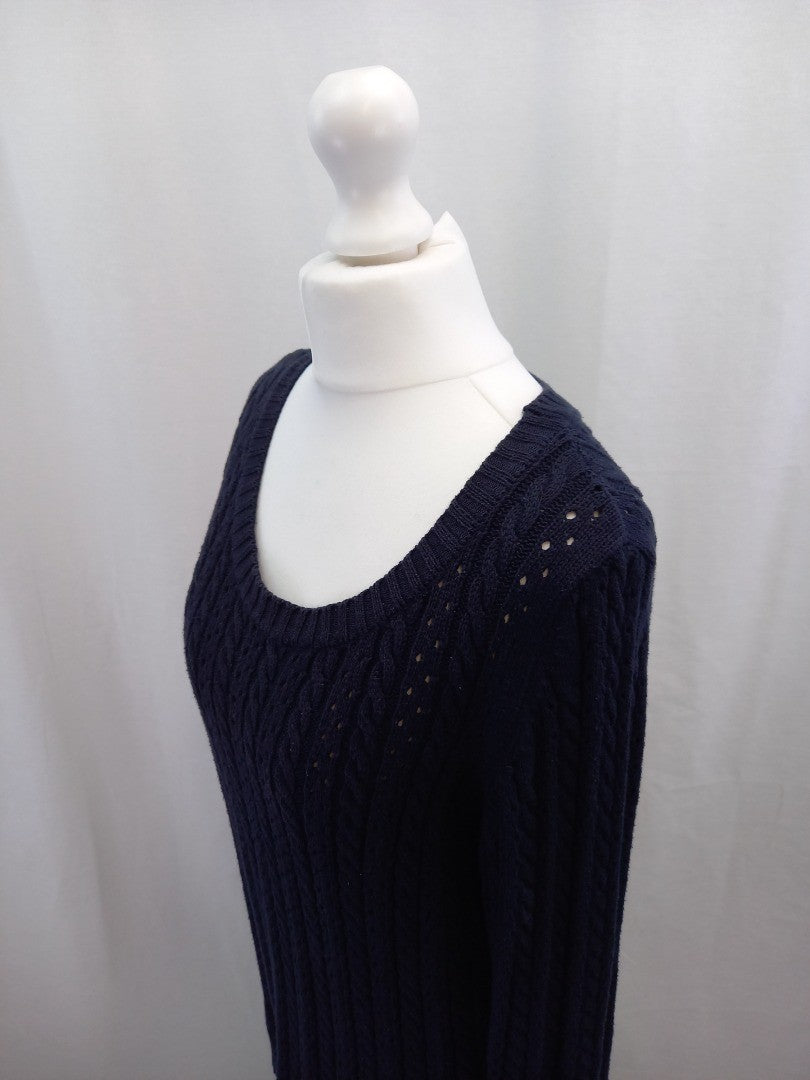 holebrook sweden navy blue jumper s cotton cable scoop neck