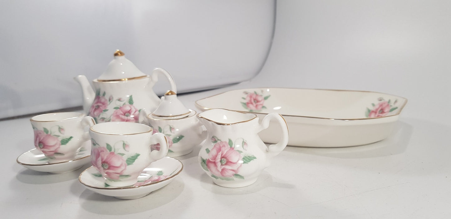 Fine Bone China Miniature Tea Set By G. Pauws England Floral VGC