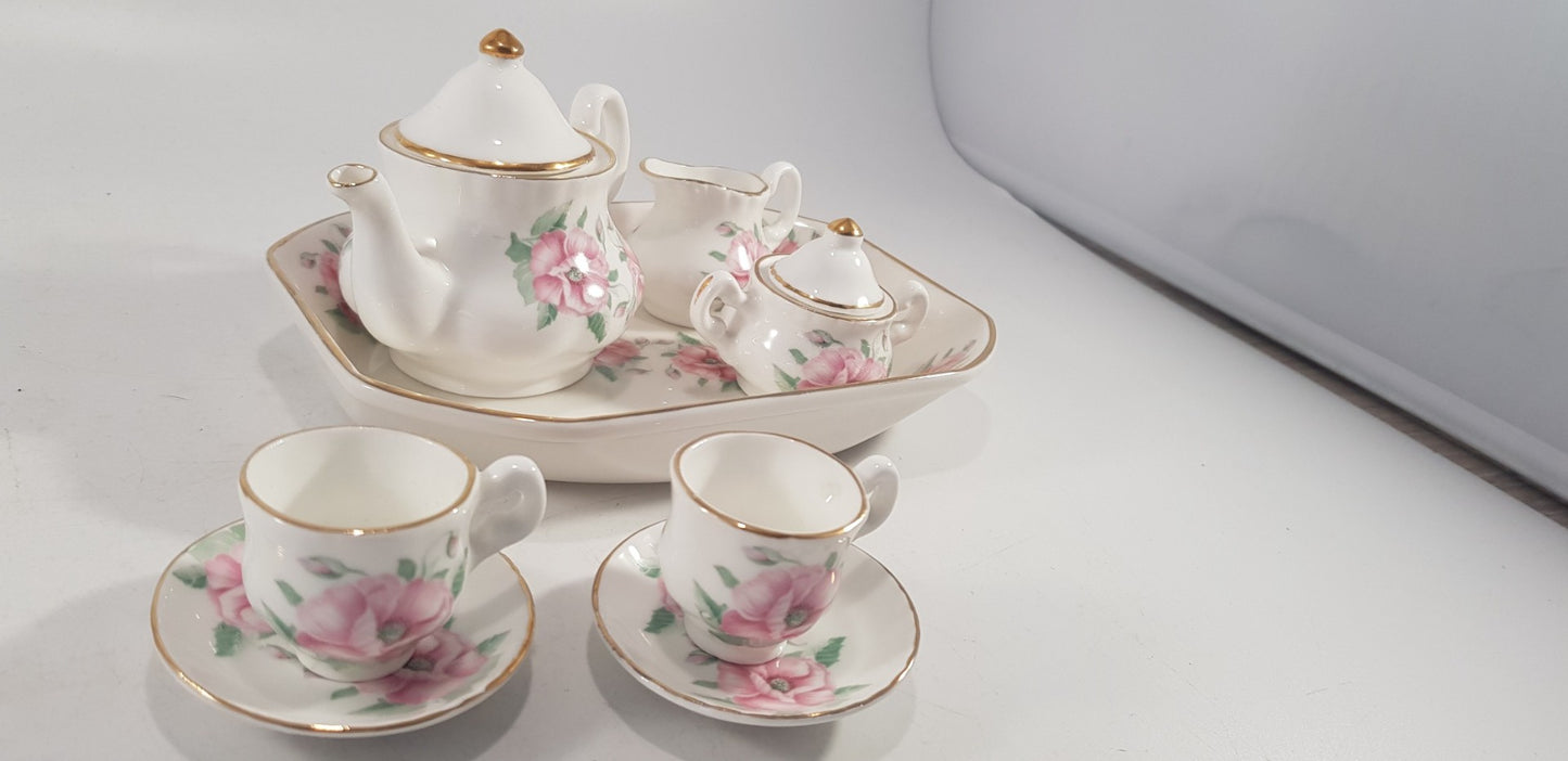 Fine Bone China Miniature Tea Set By G. Pauws England Floral VGC