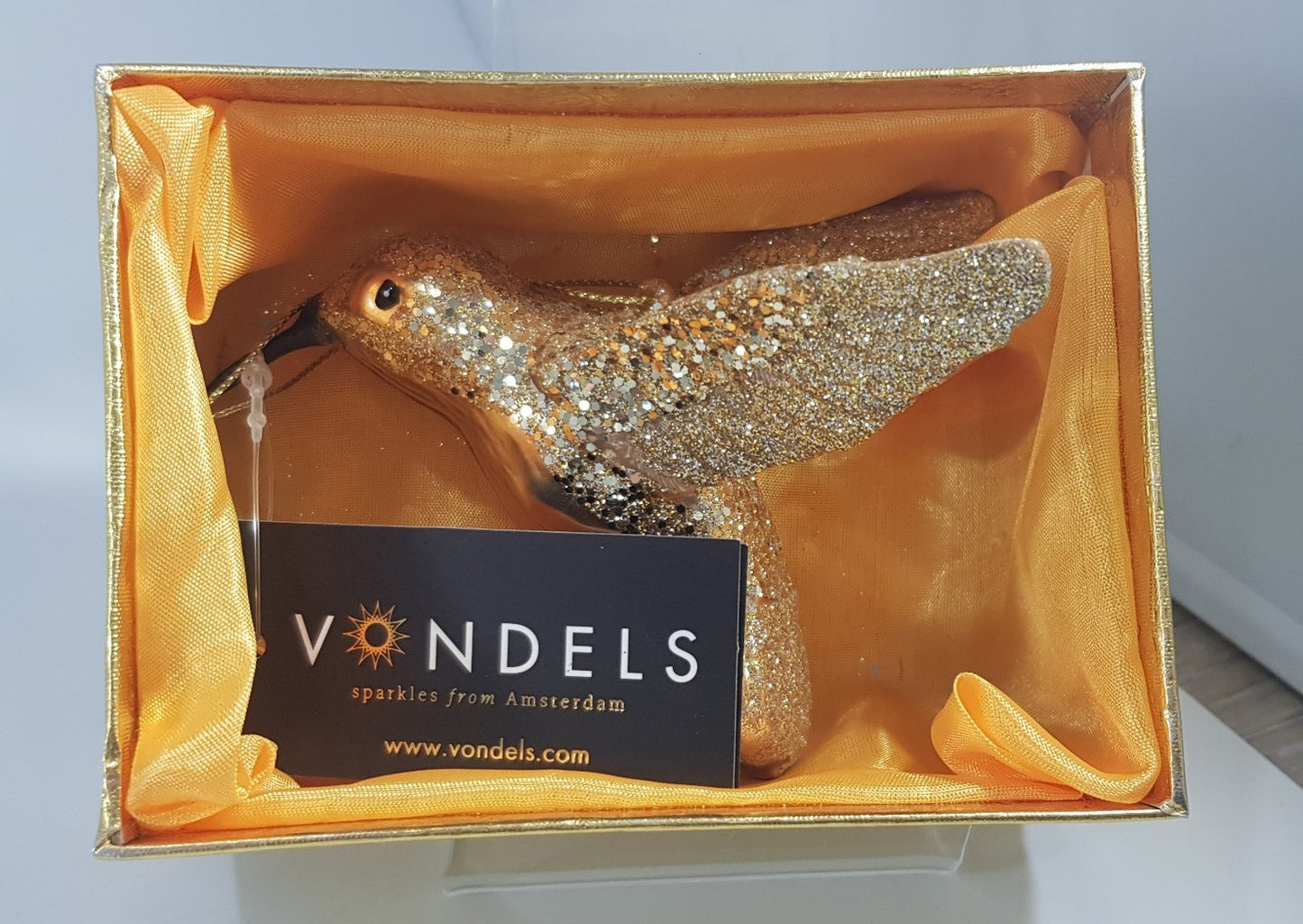 Vondels of Amsterdam Gold Sparkly Humming Bird Decoration Brand New