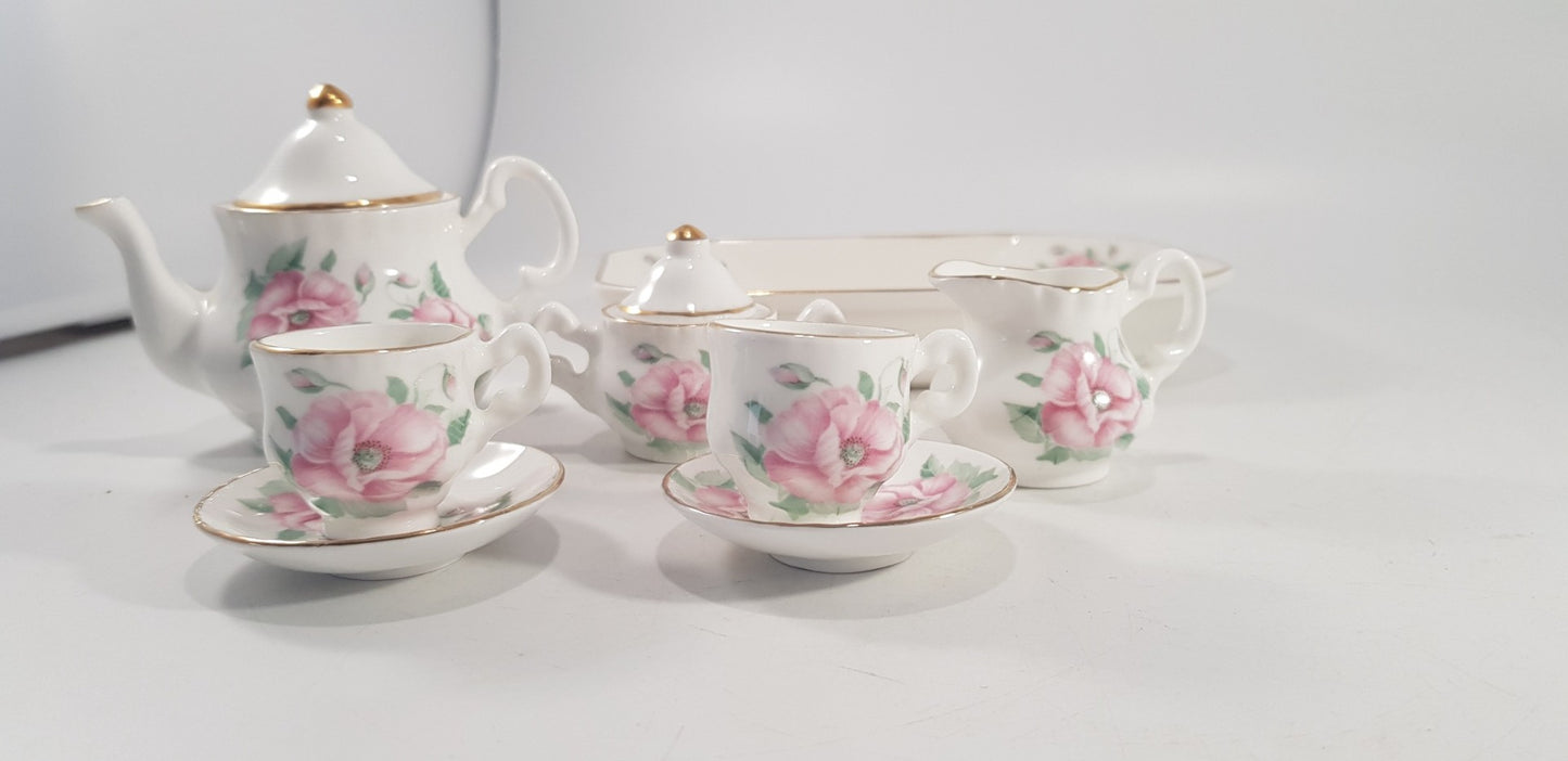 Fine Bone China Miniature Tea Set By G. Pauws England Floral VGC