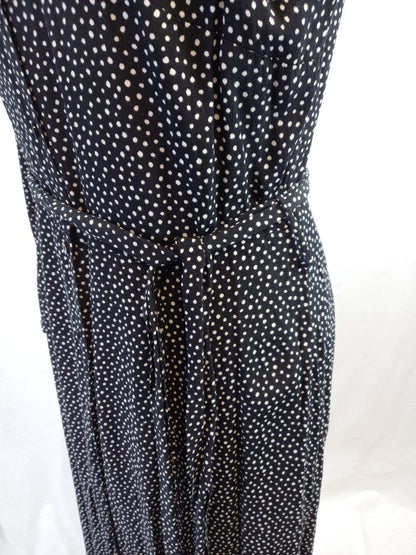 hobbs black white shirt dress size 10 dots with belt btton front with pockets