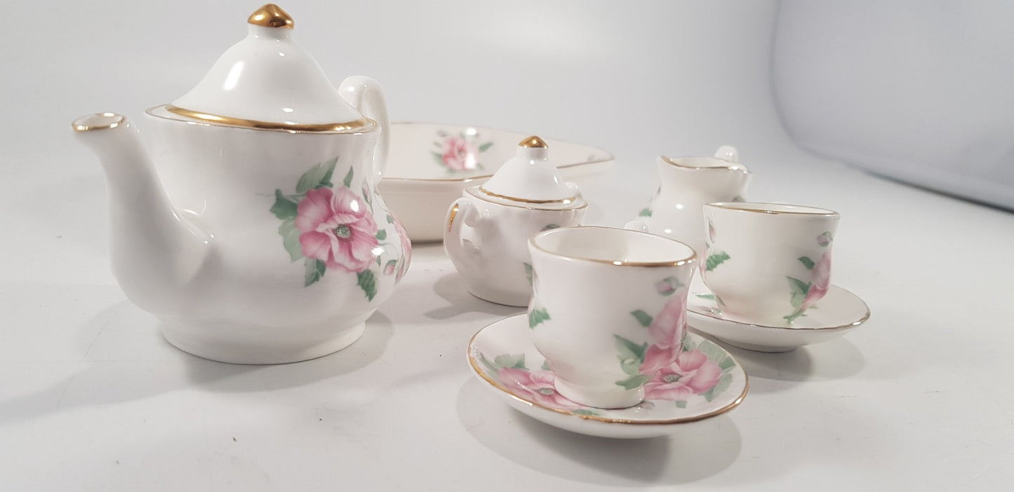 Fine Bone China Miniature Tea Set By G. Pauws England Floral VGC