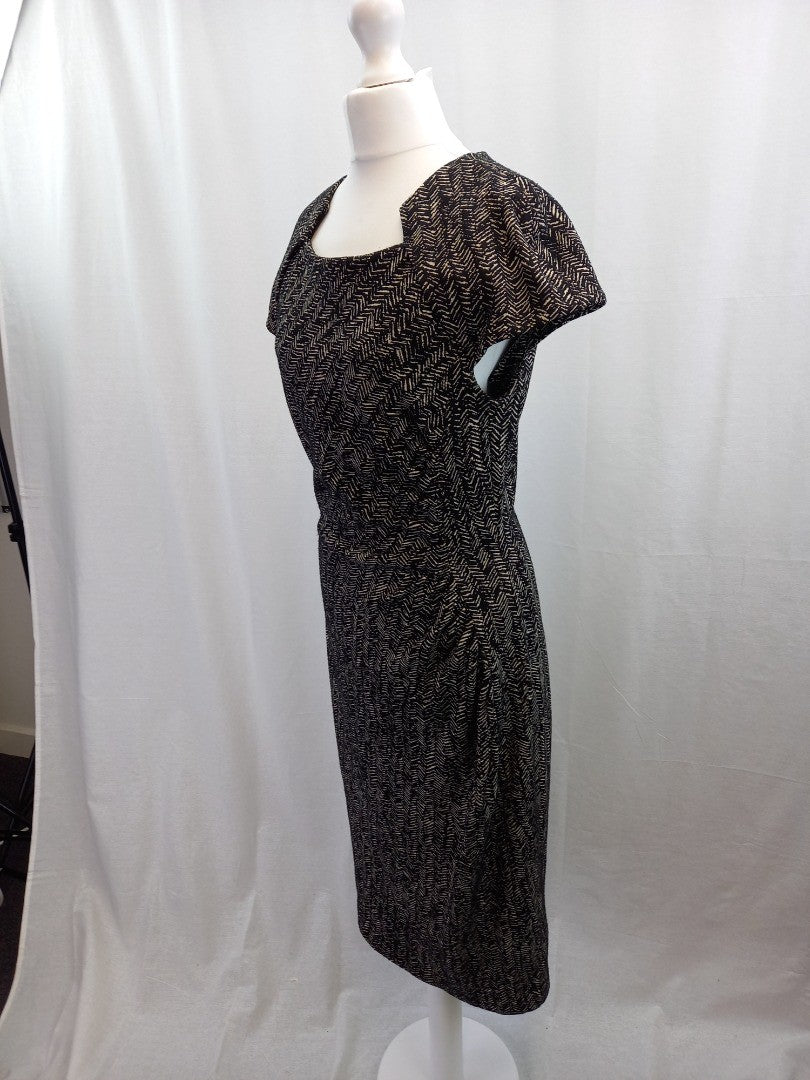 l k bennet dress black and white size 14 short sleeved