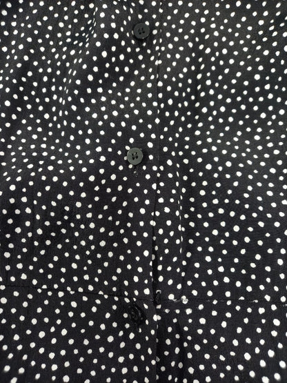 hobbs black white shirt dress size 10 dots with belt btton front with pockets