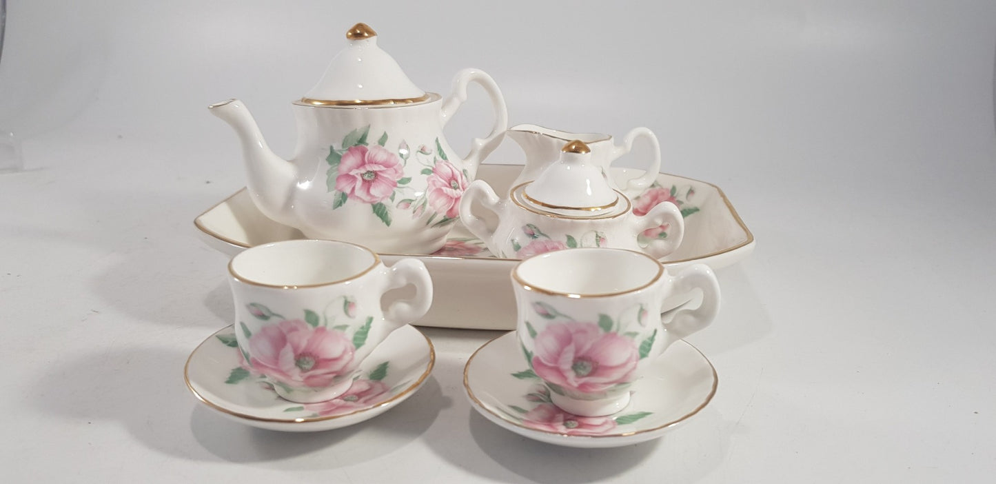 Fine Bone China Miniature Tea Set By G. Pauws England Floral VGC