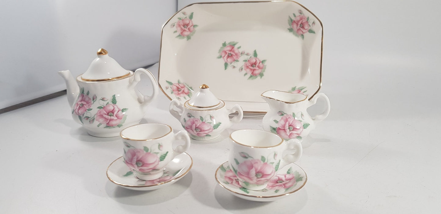 Fine Bone China Miniature Tea Set By G. Pauws England Floral VGC