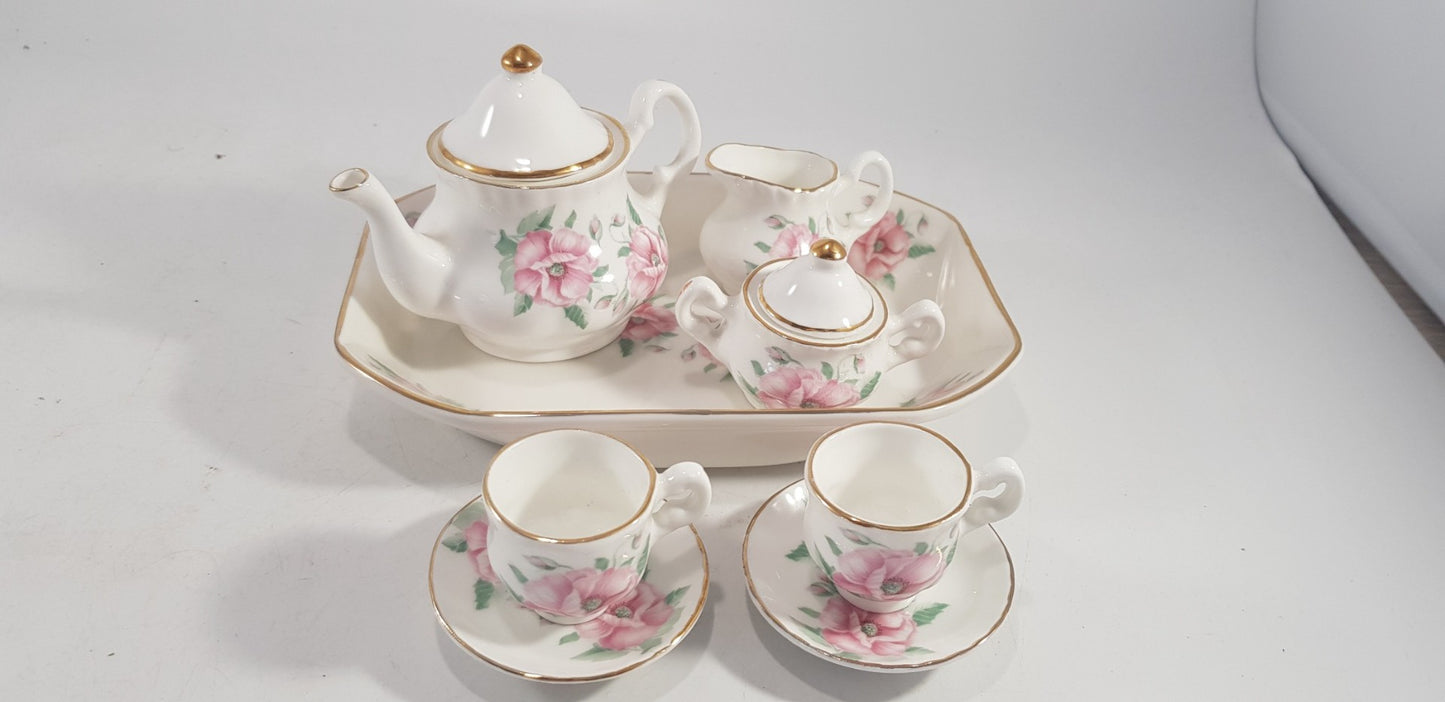 Fine Bone China Miniature Tea Set By G. Pauws England Floral VGC