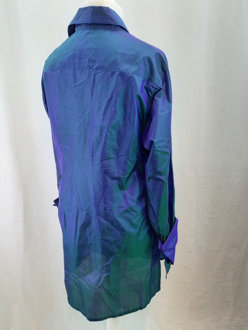 Beatrice Von Tresckow Shot Silk Blue / Green Iridescent Statement Shirt -Size 18