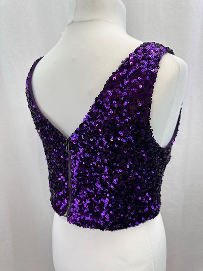 Coast Purple Sequin V Neck Bustier Size 14 BNWT