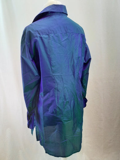 Beatrice Von Tresckow Shot Silk Blue / Green Iridescent Statement Shirt -Size 18