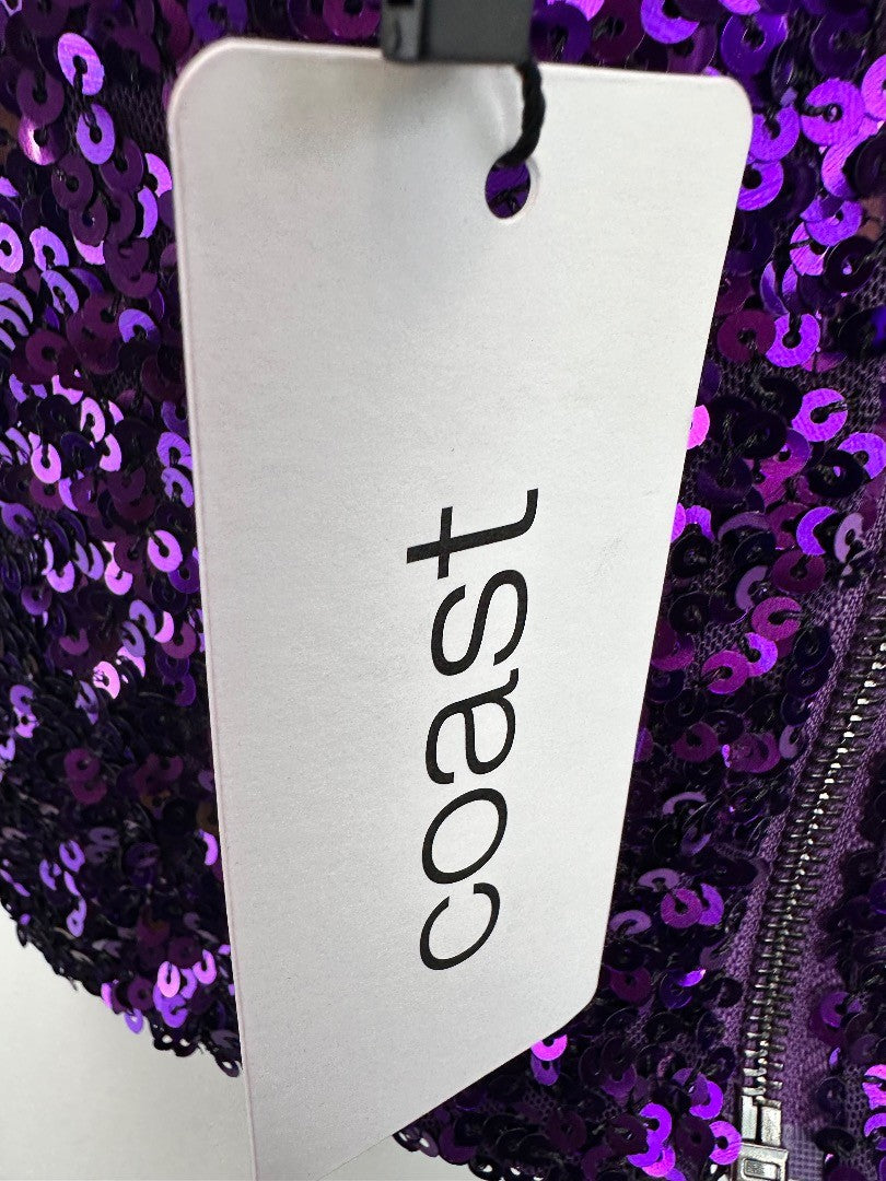 Coast Purple Sequin V Neck Bustier Size 14 BNWT