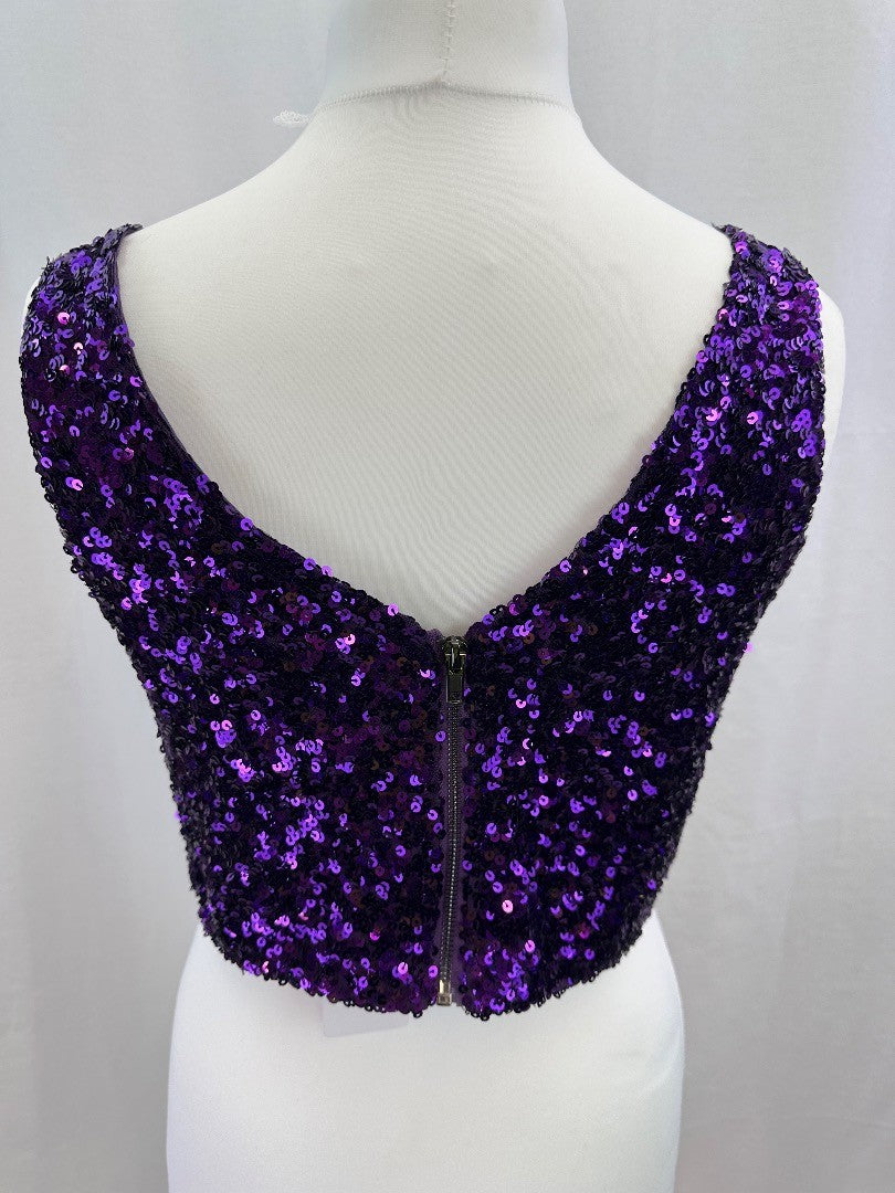 Coast Purple Sequin V Neck Bustier Size 14 BNWT